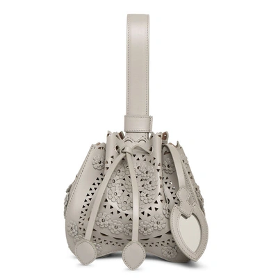 Shop Alaïa Rose-marie 16 Light Grey Bucket Bag