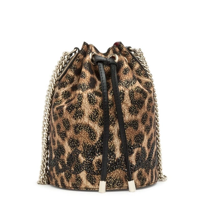 Shop Christian Louboutin Marie Jane Lurex Bucket Bag In Brown/black