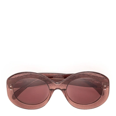 Shop Alaïa Dark Pink Round Acetate Sunglasses