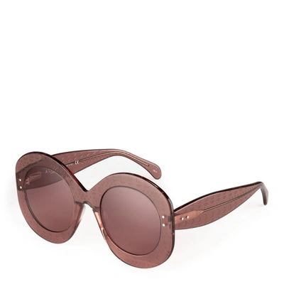 Shop Alaïa Dark Pink Round Acetate Sunglasses