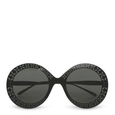 Shop Alaïa Round-frame Metal Black Sunglasses