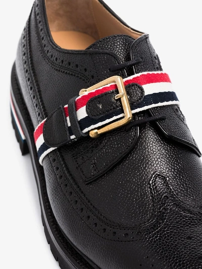 Shop Thom Browne Black Longwing Leather Brogues