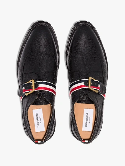 Shop Thom Browne Black Longwing Leather Brogues