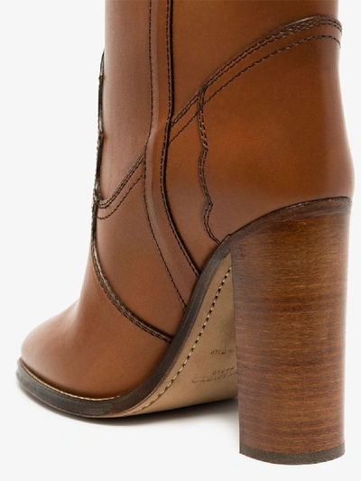 Shop Saint Laurent Brown Kate 105 Knee-high Leather Boots