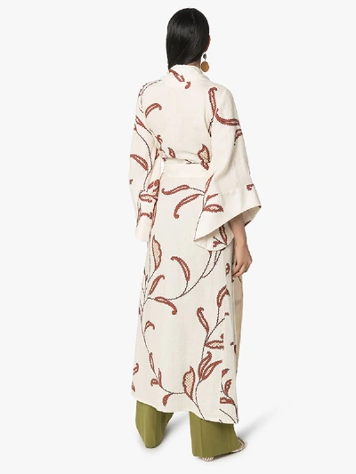 Shop Johanna Ortiz Soul Quest Printed Linen Kimono In Neutrals