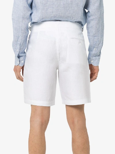 Shop Orlebar Brown Norwich Linen Bermuda Shorts In White