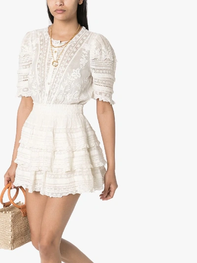 Shop Loveshackfancy Quincy Ruffle Cotton Mini Dress In White