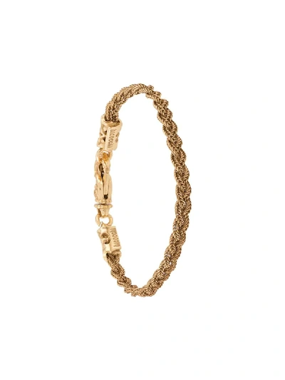 Shop Emanuele Bicocchi Slim Woven Strap Bracelet In Gold