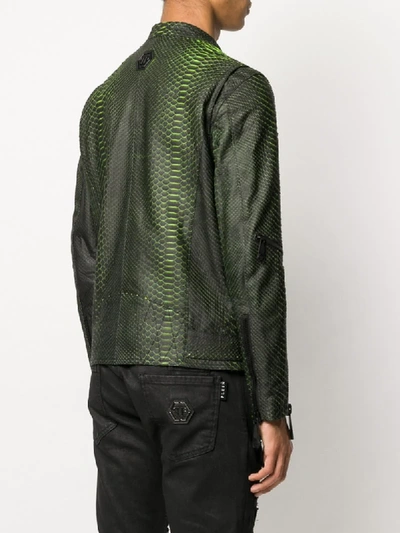 Philipp Plein Belted Biker Jacket In Black