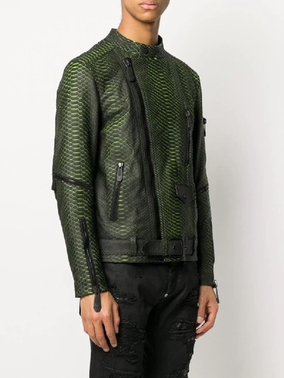Philipp Plein Belted Biker Jacket In Black