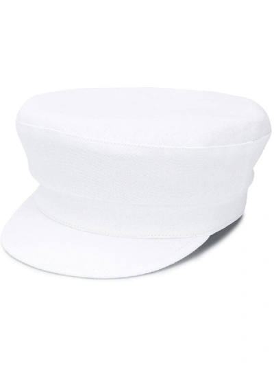 Shop Ann Demeulemeester Tonal-stitching Baker Boy Cap In White