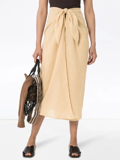 Shop Anemone Knotted Midi Skirt In Brown
