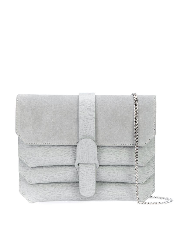 grey suede crossbody bag
