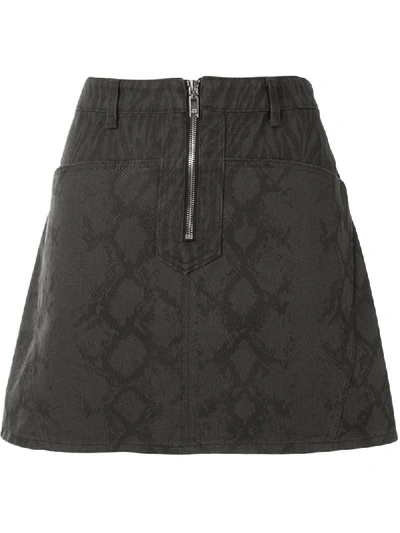 Shop We11 Done Snake-print Mini Denim Skirt In Black