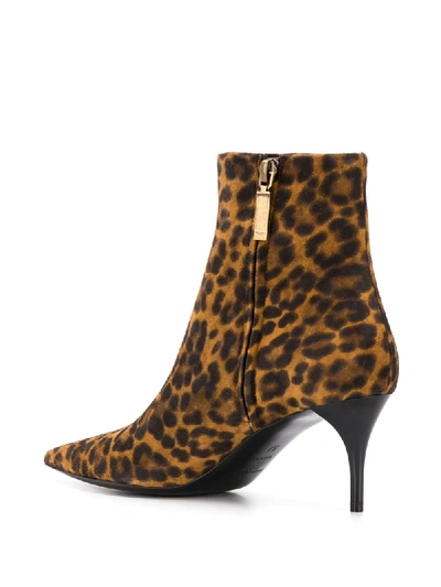Shop Saint Laurent Lexi Leopard Boots In Brown