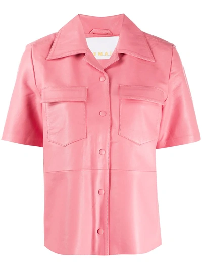 Shop Remain Short-sleeved Notched Collar Shirt In Pink