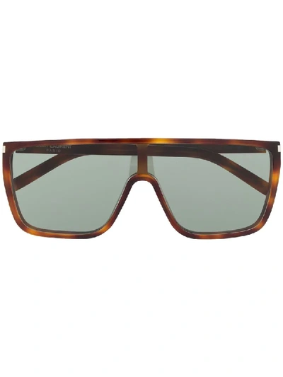 Shop Saint Laurent Sl364 Navigator-frame Sunglasses In Brown