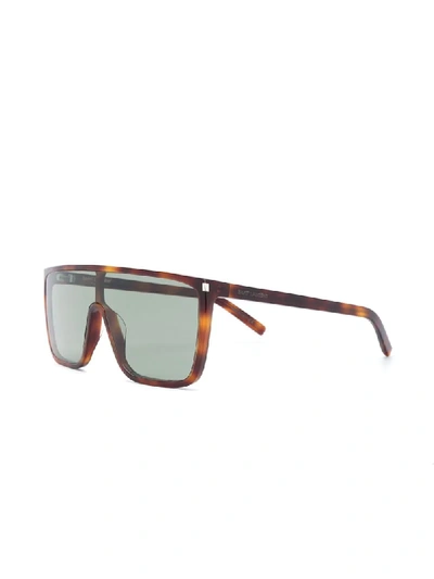 Shop Saint Laurent Sl364 Navigator-frame Sunglasses In Brown