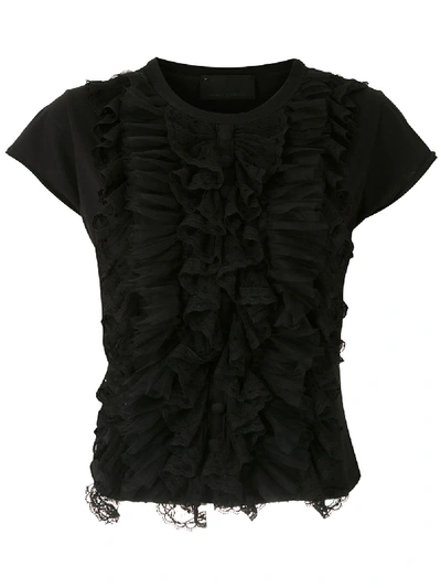 Shop Andrea Bogosian Rochelle Lace Panelled T-shirt In Black