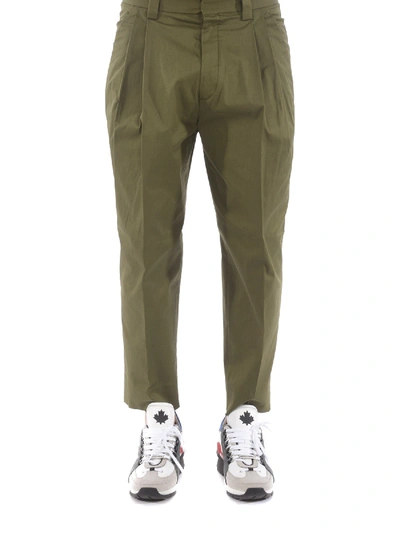Shop Dsquared2 Stretch Cotton Gabardine Pants In Green