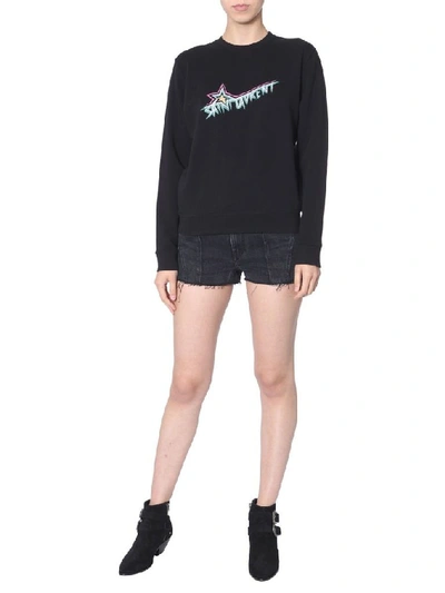 Shop Saint Laurent Women's Black Cotton Sweatshirt