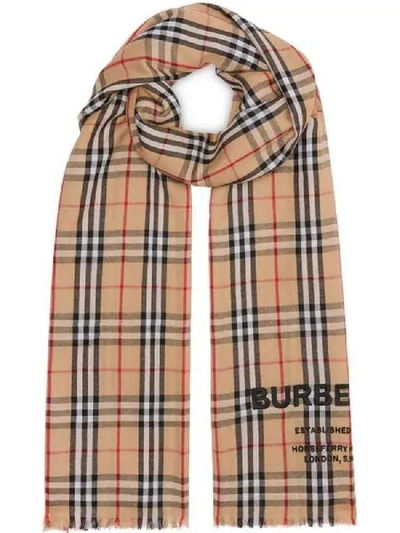 Shop Burberry Beige Cashmere Scarf