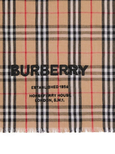 Shop Burberry Beige Cashmere Scarf