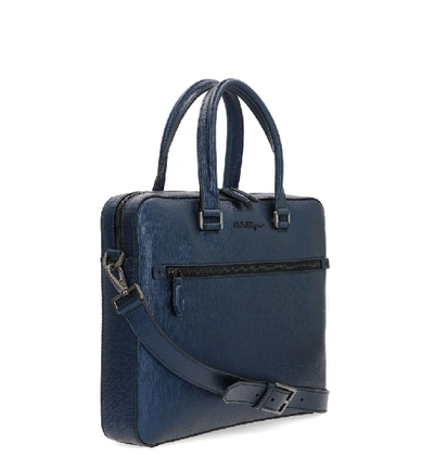 Shop Ferragamo Salvatore  Men's Blue Leather Briefcase