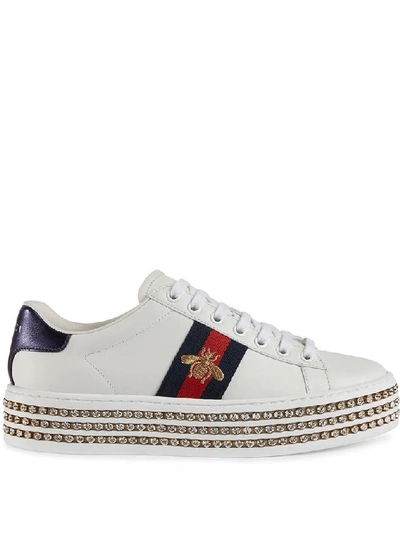 Shop Gucci Women's White Leather Sneakers