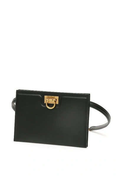 Shop Ferragamo Trifolio Belt Bag Clutch In Nero (black)