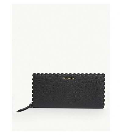 Shop Ted Baker Vivecka Scalloped Leather Purse In Black