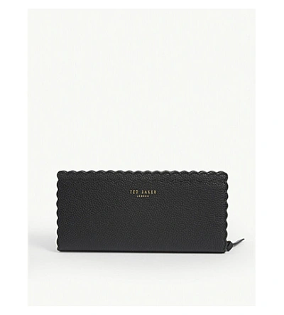 Shop Ted Baker Vivecka Scalloped Leather Purse In Black
