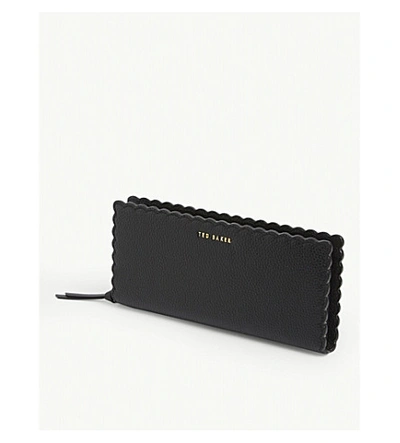 Shop Ted Baker Vivecka Scalloped Leather Purse In Black