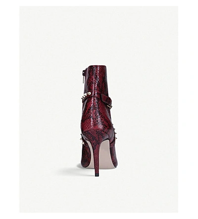 Shop Kg Kurt Geiger Saskia Snakeskin Studded-strap Boots In Red/dark