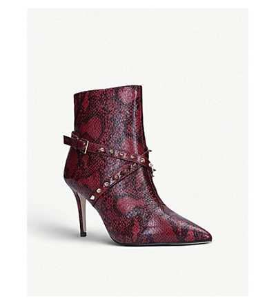 Shop Kg Kurt Geiger Saskia Snakeskin Studded-strap Boots In Red/dark