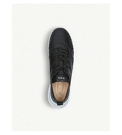 Shop Tod's 80a Leather Trainers In Black