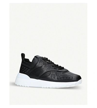 Shop Tod's 80a Leather Trainers In Black
