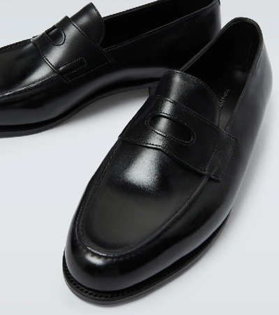 Shop John Lobb Lopez Leather Loafers In Black