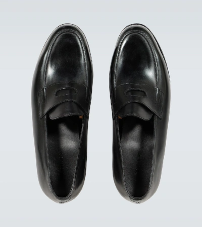 John Lobb Lopez Leather Loafers In Black