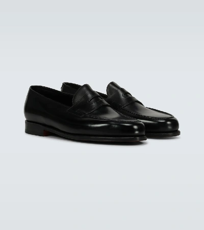 Shop John Lobb Lopez Leather Loafers In Black