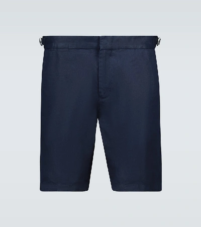 Shop Orlebar Brown Norwich Slim-fit Linen Shorts In Blue