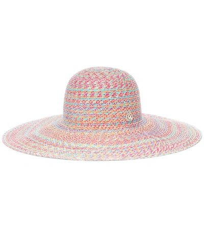 Shop Maison Michel Blanche Straw Hat In Multicoloured