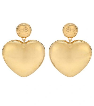 Shop Balenciaga Heart Earrings In Gold