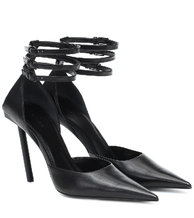 Shop Balenciaga Slash Heel Leather Pumps In Black