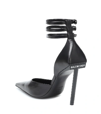 Shop Balenciaga Slash Heel Leather Pumps In Black