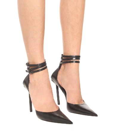 Shop Balenciaga Slash Heel Leather Pumps In Black