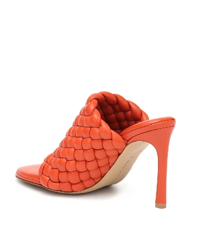 Shop Bottega Veneta Curve Leather Sandals In Orange
