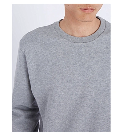 Shop Thom Browne Logo-taping Cotton-jersey Sweatshirt In Navy