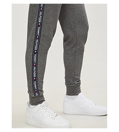 Shop Tommy Hilfiger Tapered Cotton-jersey Jogging Bottoms In Grey Heather
