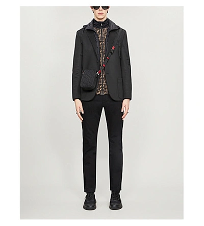 Shop Fendi Detachable-hood Jersey And Shell Blazer In Black